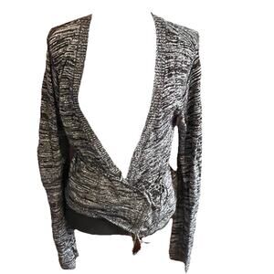 Vintage Delia*s 90s Y2K Metallic Silver Black Cardigan Womens MEDIUM Glam Knit